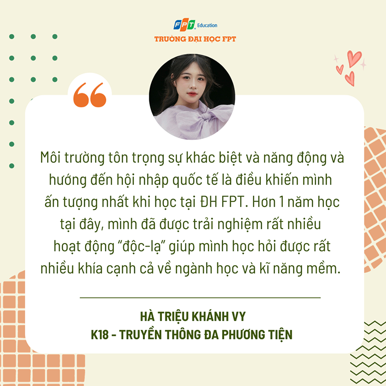 Hà Triệu Khánh Vy - K18 - Truyền thông Đa phương tiện chia sẻ trải nghiệm học thú vị tại FPT