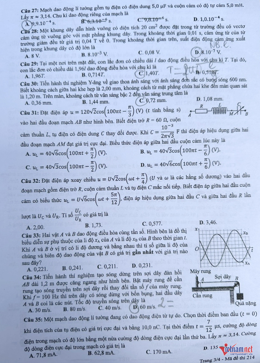 đề thi tốt nghiệp thpt 2024